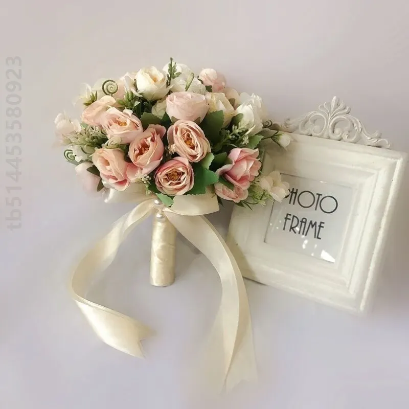 New bride hand bouquet new girlfriend wedding with hand bouquet simulation wedding props fake flower Korean senior wedding