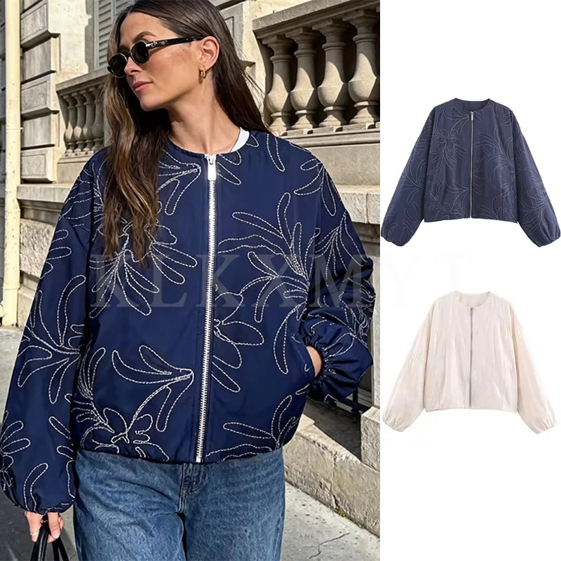 

Women's Embroidery Jackets 2025 Autumn Winter New Fashion Long Sleeves Zipper Jacket Female High Street Elegant New Short Coats