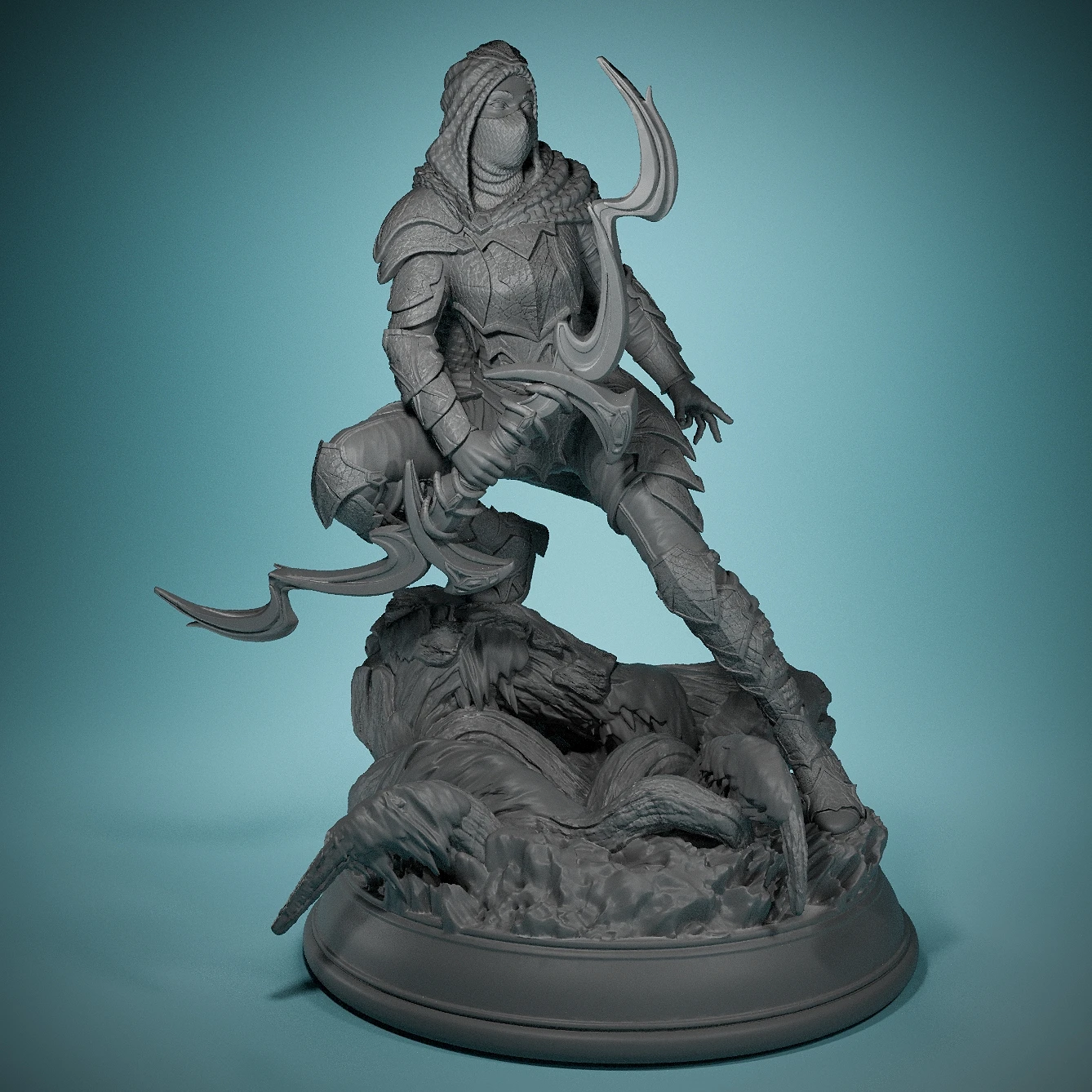 Drow Swamp Ranger - Exrin-3D Miniatures-Tabletop Tactical Gaming Role Playing-Game Room Dress Up-Hand Painted Models