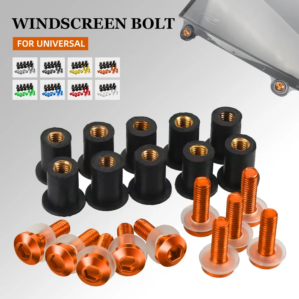 

For 390 790 890 1050 1090 1190 Adventure 1290 Super Adventure RC200 RC250 RC8 R 5mm 10PCS Windshield Windscreen Deflectors Bolts