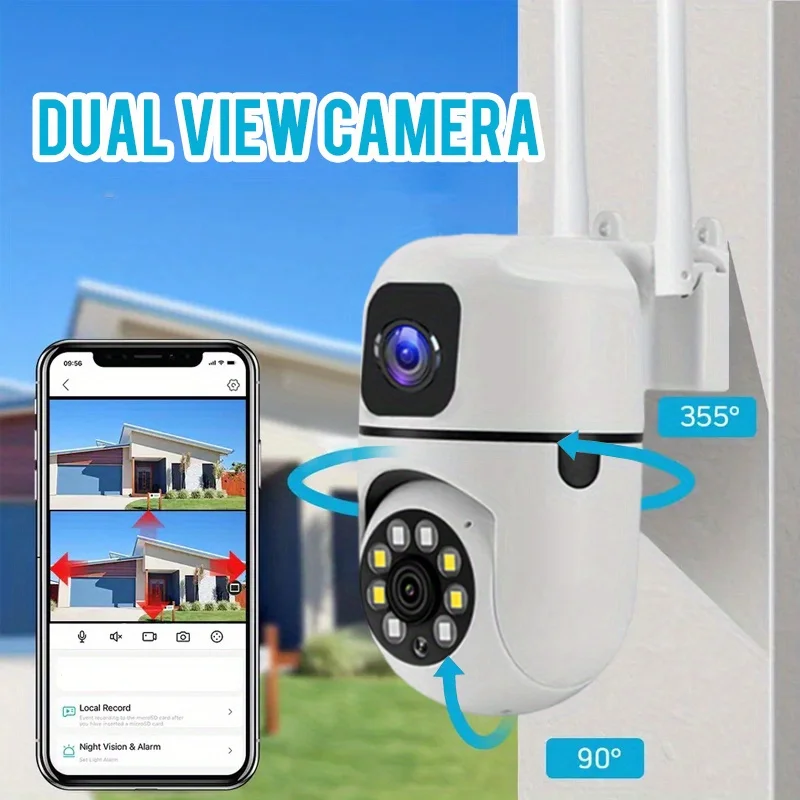 Dual Lens 6MP Home Security Camera SQCOM App 2.4GHz Wifi Camera Color Night Vision Two Way Audio PTZ CCTV Cameras
