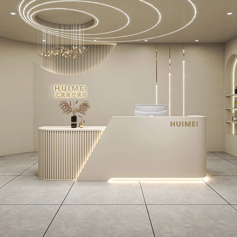 Beauty salon cash register, clothing store bar, simple light luxury, corner front desk, arc hotel company, reception desk