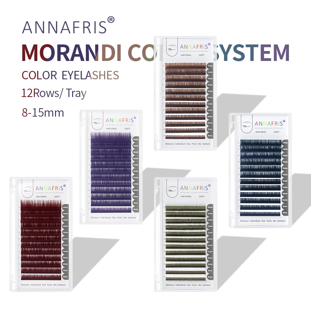 ANNAFRIS Colored Eyelash Extension Morandi Grey Pink Brown Fluorescent Multicolor Individual Lashes Colorful False Mink Lashes