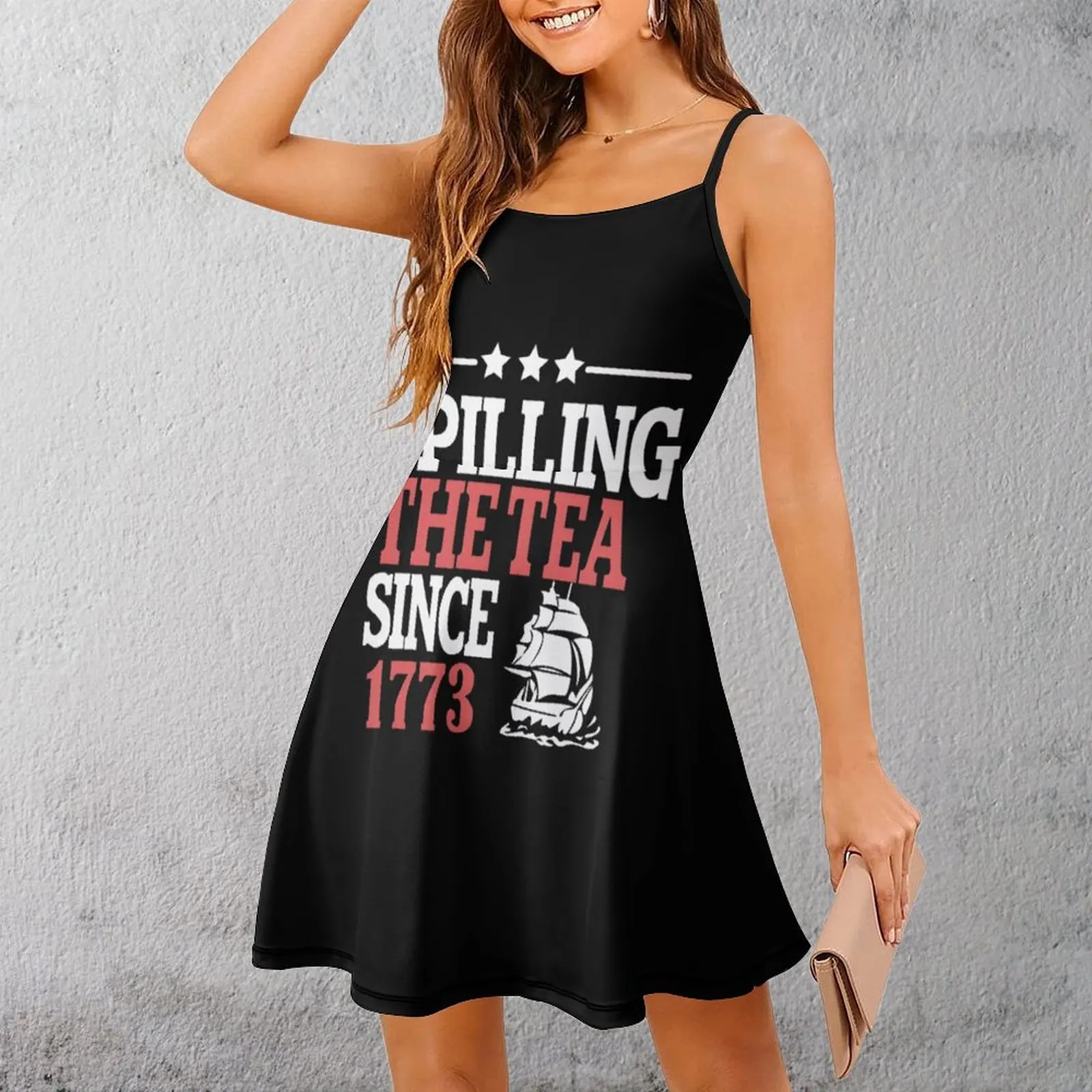 

Sexy Boston Tea Party Tribute Women's Sling Dress Funny Novelty Clubs Woman's Clothing The Dress Funny Graphic