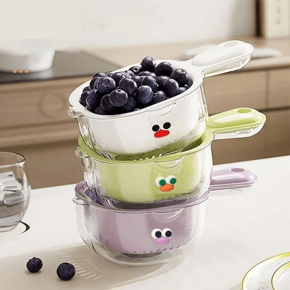 Multifunctional Double-Layer Drainage Basket with handle Vegetable Washing Basin Fruit Washing Basket Mini Blueberry