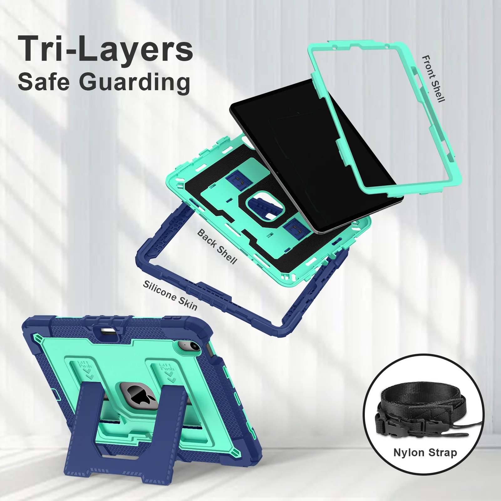 Multi Viewing Larger Stand Case Universal For iPad Air 11 2026 M4 2025 M3 2024 M2 Air 4 5 Heavy Duty Cover With Shoulder Strap
