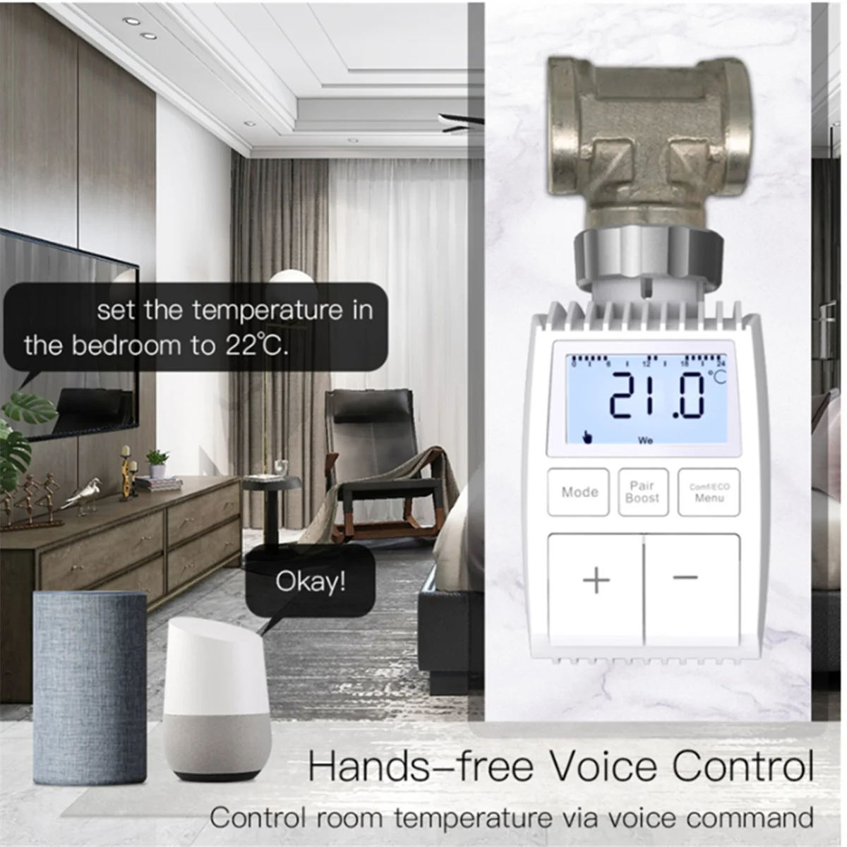 Tuya ZigBee Radiator Actuator Valve Smart Thermostat Temperature Controller Internal Sensor TRV Voice Control