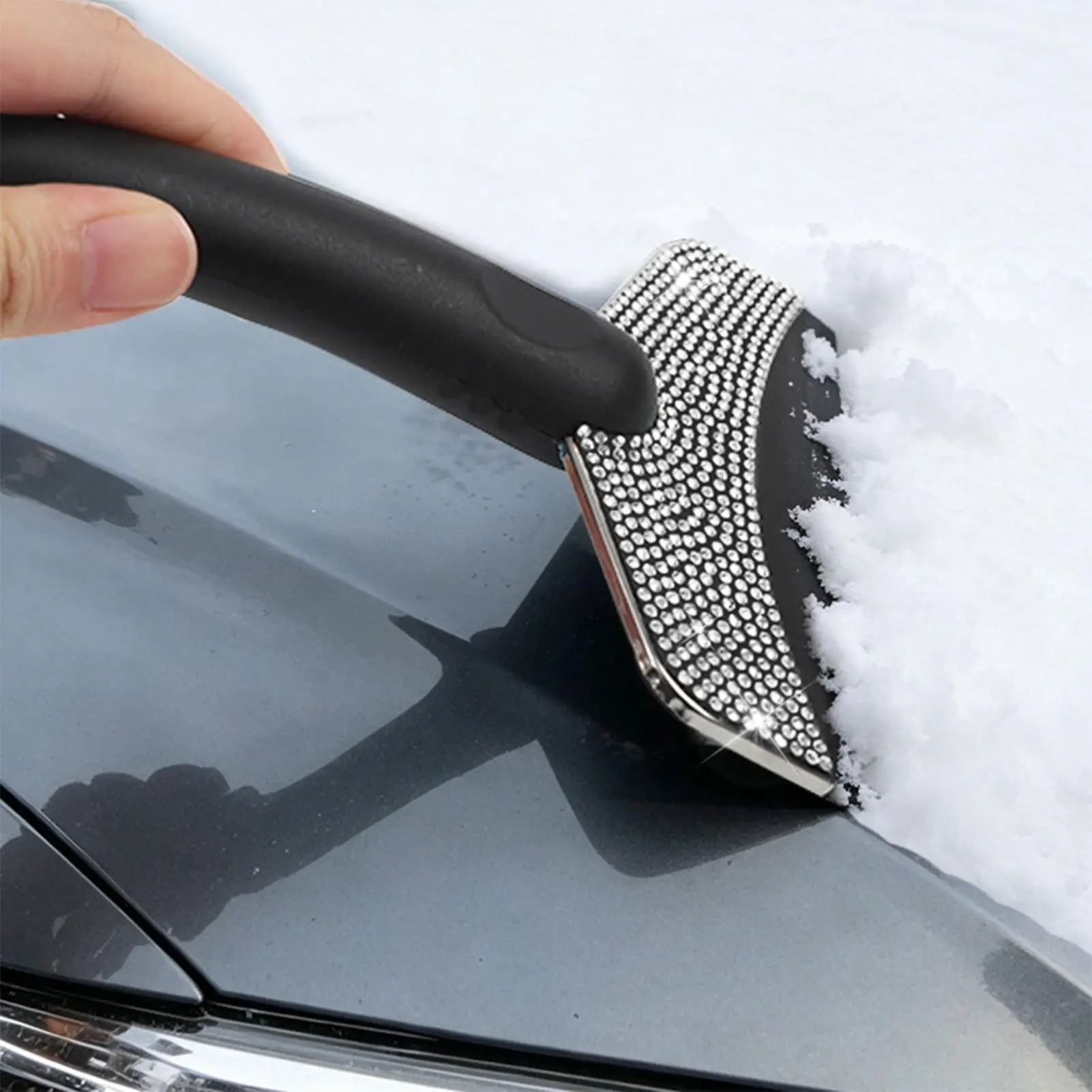 Car Snow And Ice Scraper Rhinestone Winter Car Snow Removal Tool Car Window Frost Cleaning Shovel For Vehicle SUV Truck
