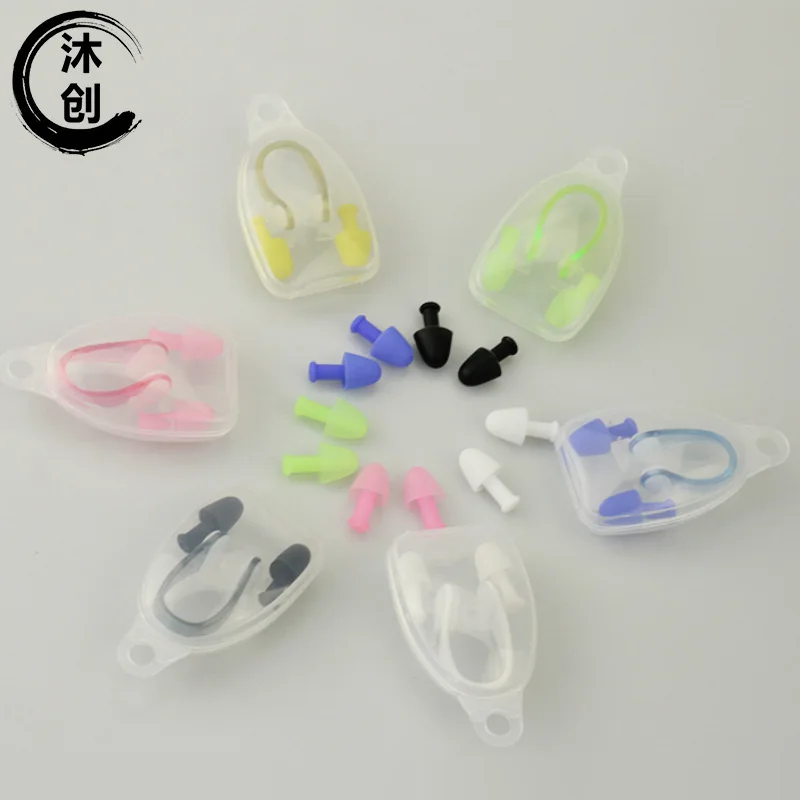 Swimming Earplugs and Nose Clip Set Swimming Supplies Pellet Nose Clip Warhead Earplugs and Nose Clip Single Random Color