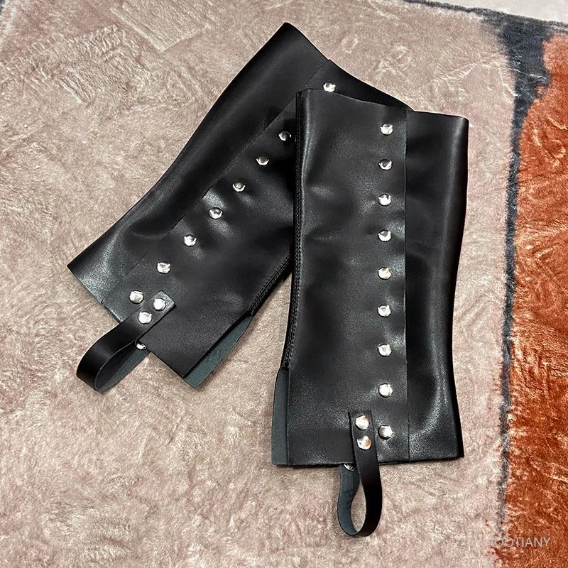 Multicolor Men's Medieval Leather Button Men's Foot Covers Training Exercise Outdoor Hiking Sports Knee Pads Pu Accessories 2025