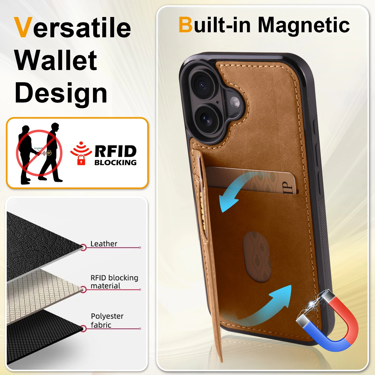 Business Flip Leather Wallet Card Case for iPhone 16 17 Air 16E 15 14 13 12 11 Pro Max Plus Mini Built-in Phone Cover Etui view 4
