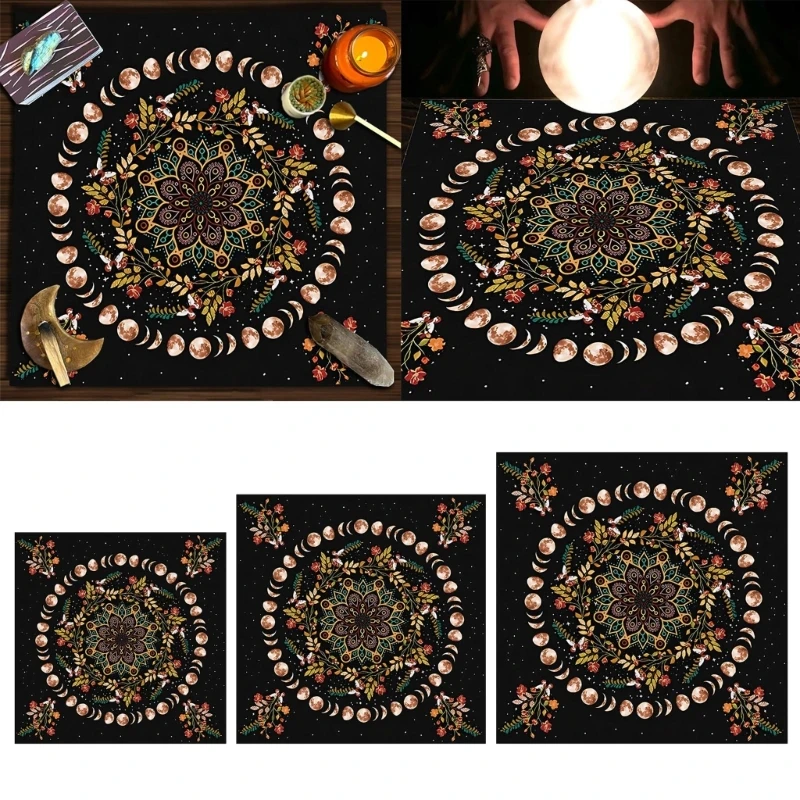 Divinations Tablecloth Moonphases Plant Astrologys Tarot Cards Tablecloth Altars Cloth Divinations Board Game Accessory