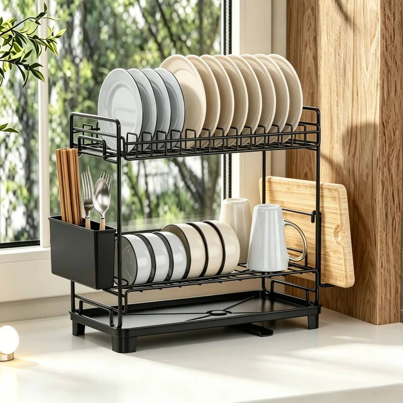 

Durable Kitchen Shelf Snap-on Dishwasher Side Tableware Drain Rack Narrow Cupboard Dish Storage Rack