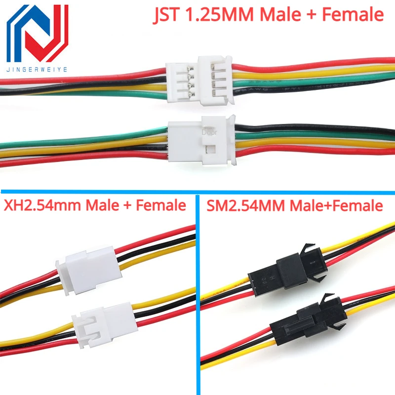 5Pair 2P 3 4Pin jst1.25 mm PH 2.0mm XH 2.54mm SM2.5 JST męskie gniazdo żeńskie gniazdo DIY złącze kabla zacisk kablowy