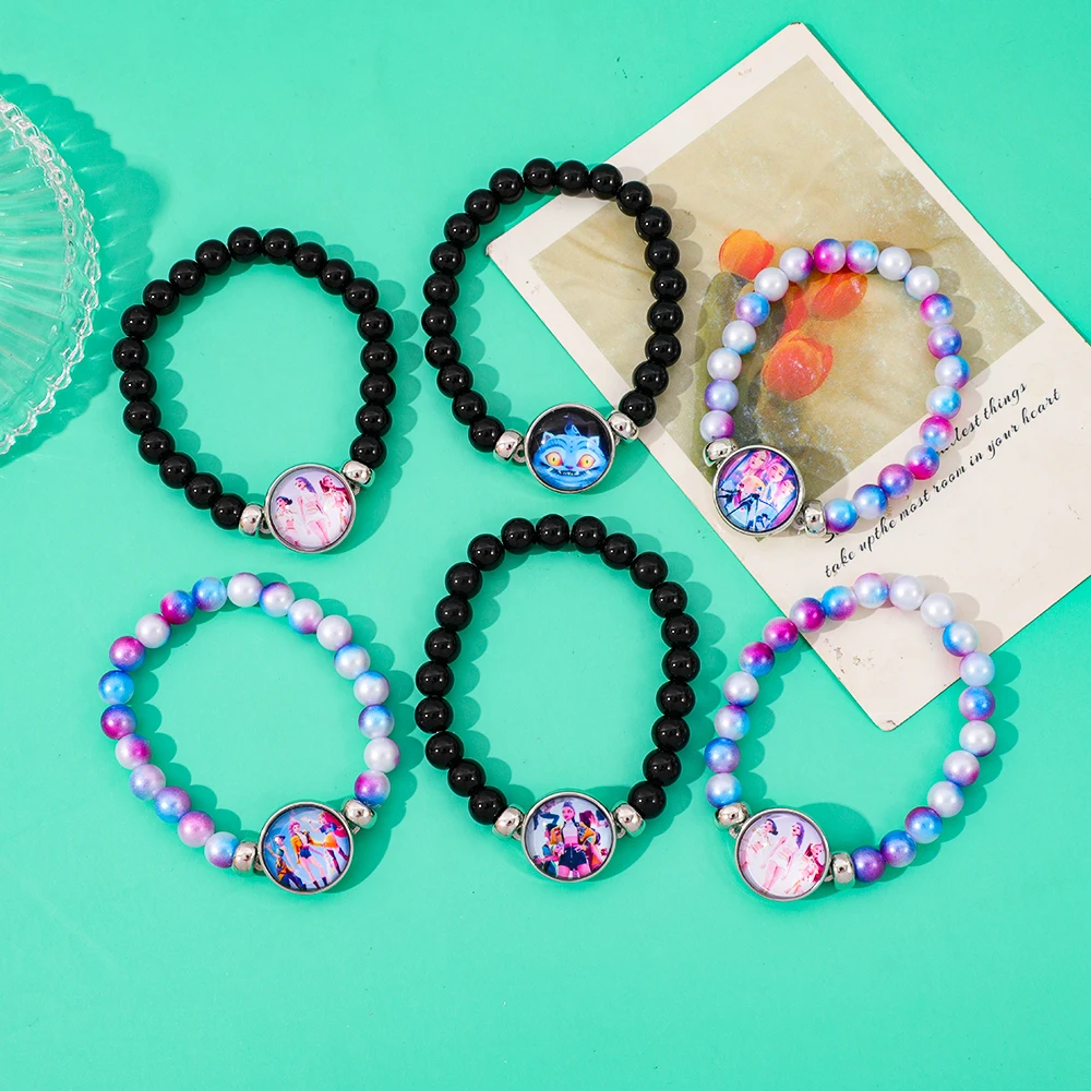 Prezent Kpop Demon Hunter Huntrix, urocza elastyczna bransoletka z koralikami dla dzieci i nastolatków, prezent na urodziny, Boże Narodzenie, festiwal, imprezę