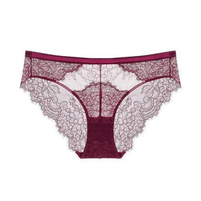 Sexy Hollow Out Lace Underwear French Style Women Triangle Pants Intimates Pure Cotton Underwear Brief Female Midi Waist Panties