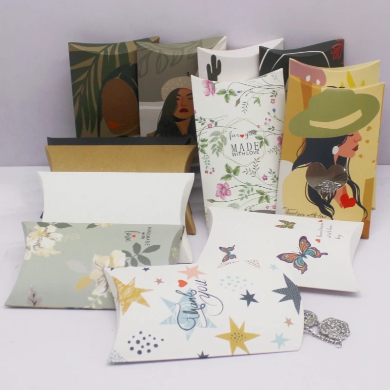 

10 шт. 12,5x8x2 см новые подарочные пакеты, коробки для подушек, бумажная упаковка для вечеринок, сумки для ювелирных изделий