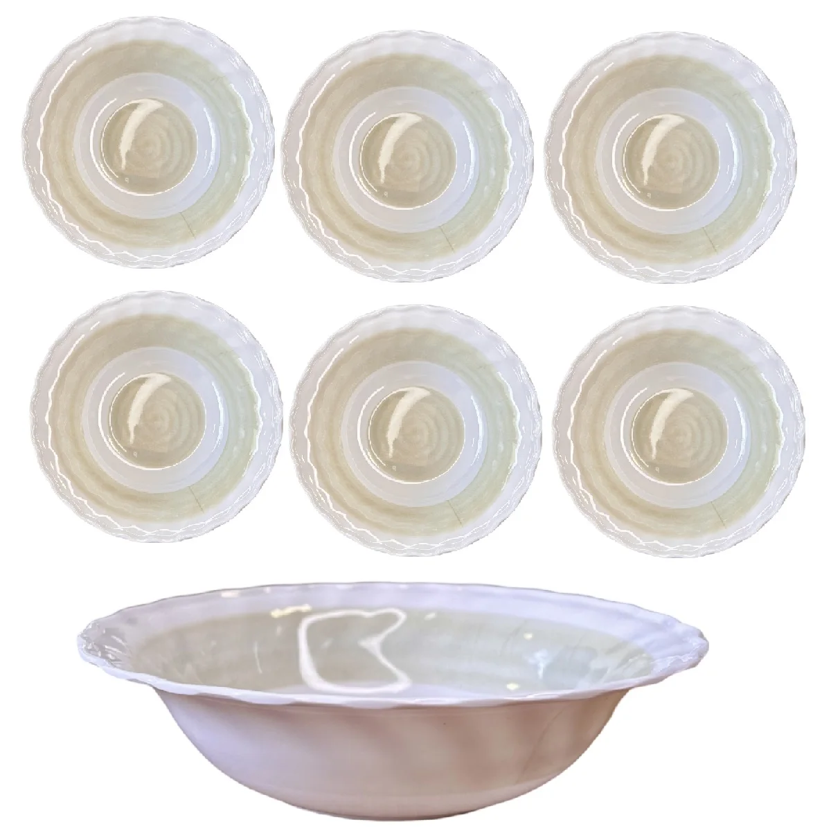 6 Round Wave Bowl 800ml in Melamine for Desserts