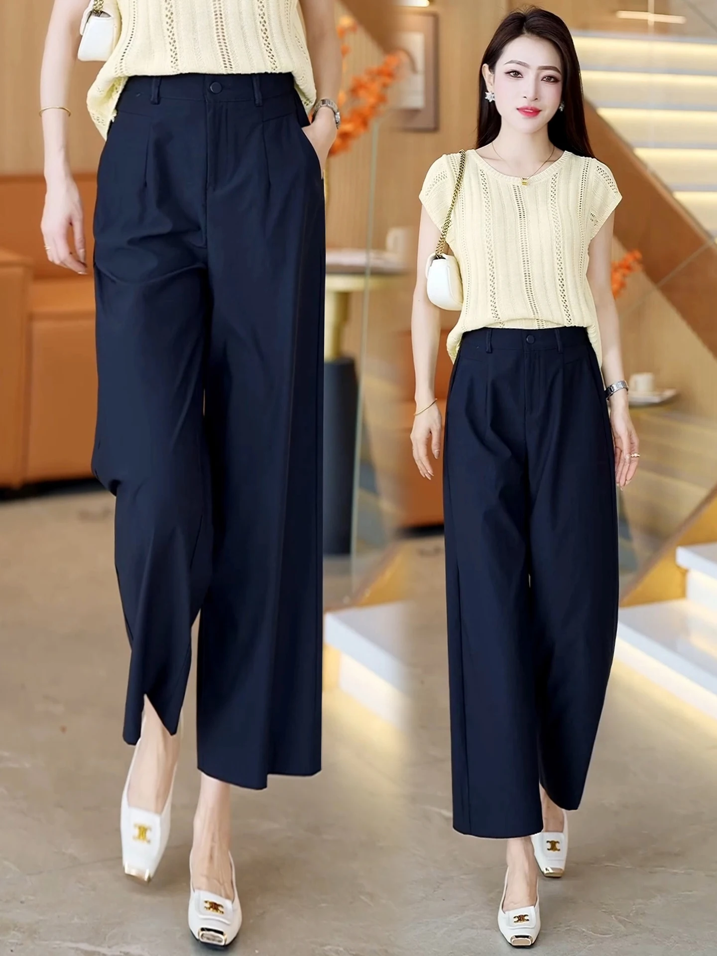

High Waist Straight Leg Suit Pants Women's Summer Thin Version 2026 New Style Slimming Drape Casual Narrow Wide Leg Pants