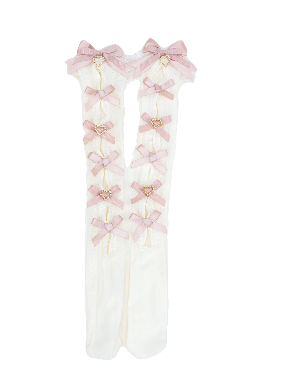 Handmade Japanese Style lolita Hollow Out Bow Lace Mine Series Knee Socks Student Girls Mid-Calf Socks Lolita Lace Socks girl