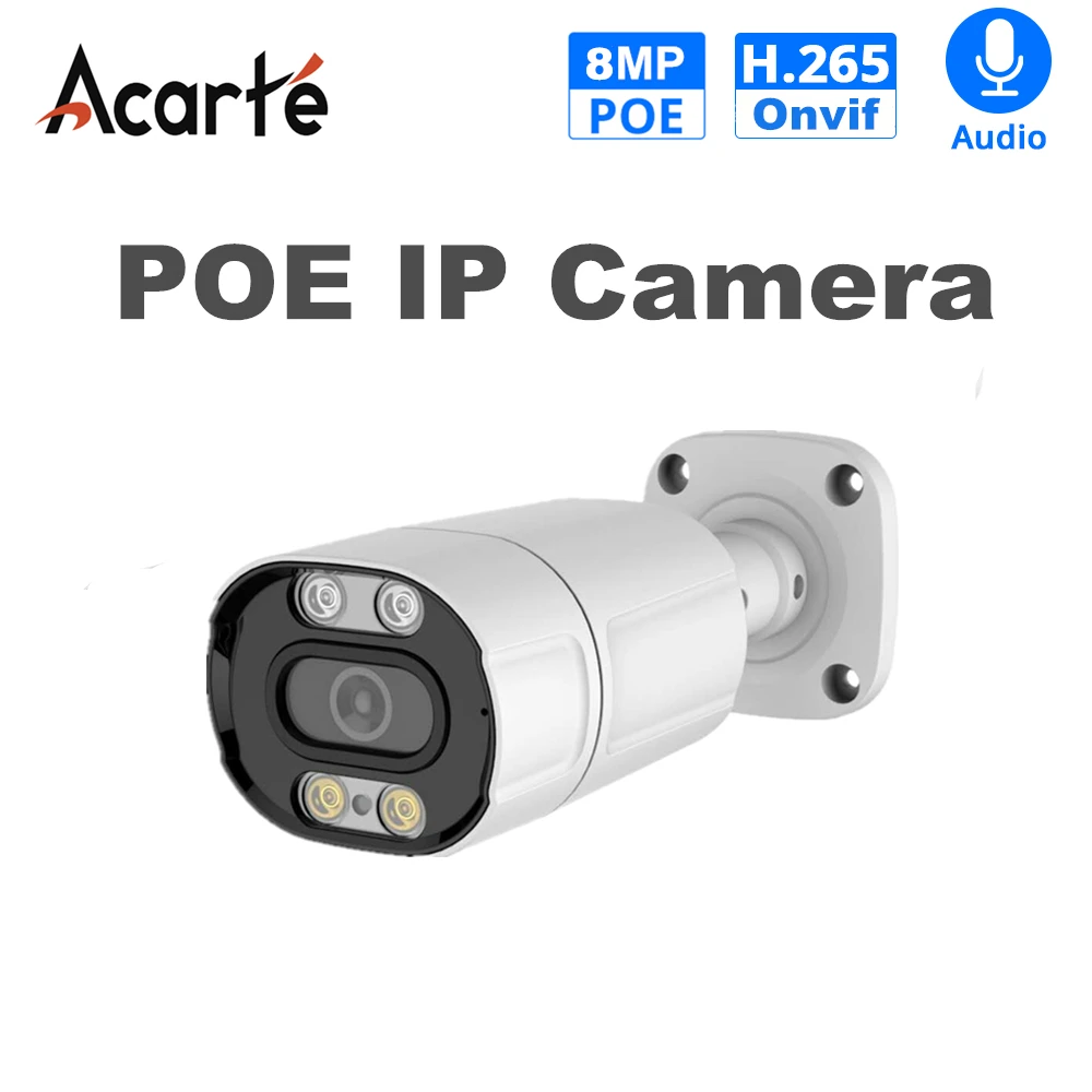 

IP-камера Acarte POE, уличная полноцветная аудиокамера видеонаблюдения H.265
