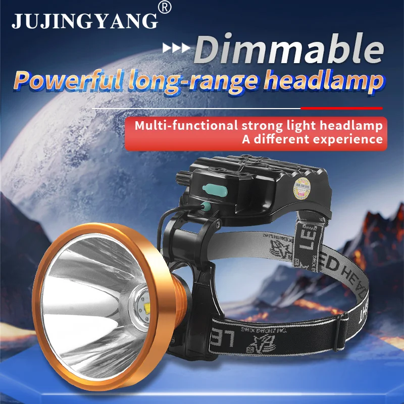 

Strong Light Led Long-Range Night Fishing Headlamp Rechargeable Head-Mounted Miner'S Lamp Outdoor Camping Searchlight