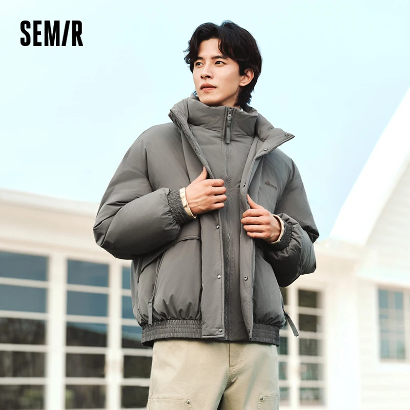 Semir chaqueta acolchada de algodón para hombre falso de dos piezas 2024 nuevo abrigo acolchado de algodón con cuello levantado grueso y cálido para invierno