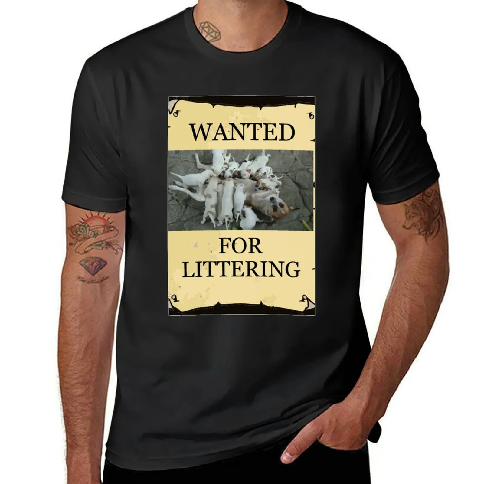 

Wanted For Littering Poster T-shirt sublime sweat vintage heavyweights mens t shirt graphic