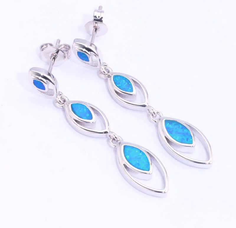 CiNily Fashion Blue Fire Opal Dangle Earrings for Women Small Circle Drop Earrings Simple Elegant Style Jewelry Gifts