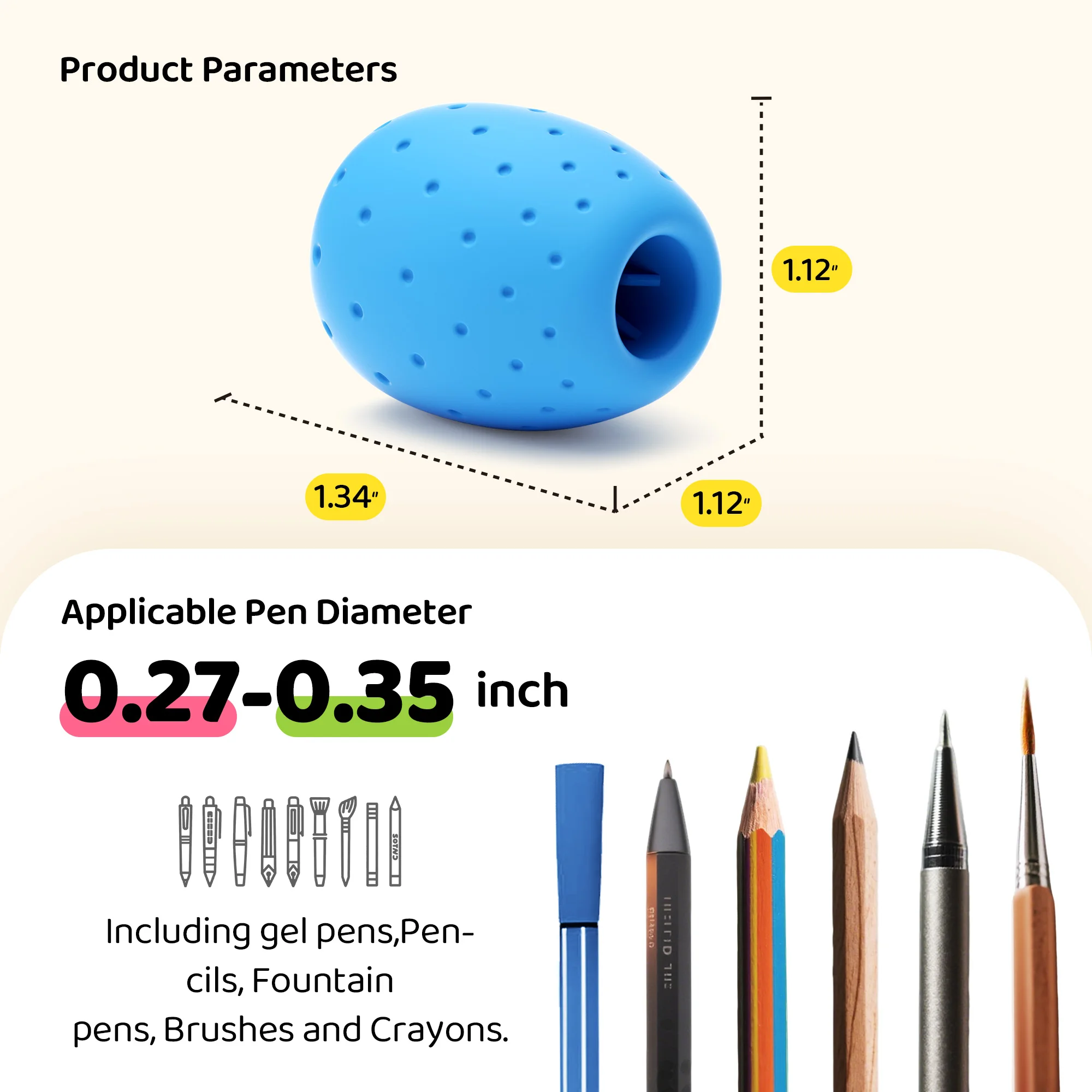 6 قطع من مقابض أقلام الرصاص على شكل بيضة للأطفال والكبار، حاملات سيليكون للكتابة اليدوية والرسم #6