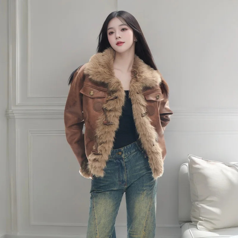 2025, Winter neuer Kurzmantel aus Kunstfuchsfell, modische warme Freizeitjacke