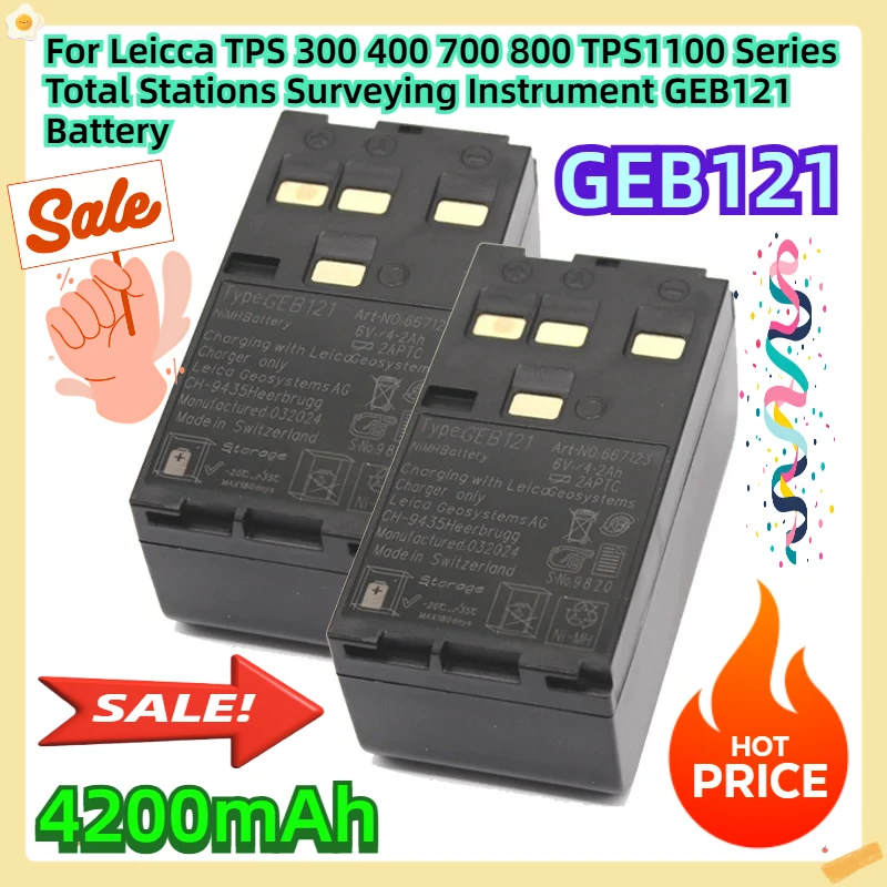 

For Leicca TPS 300 400 700 800 TPS1100 Series Total Stations Surveying Instrument GEB121 Battery