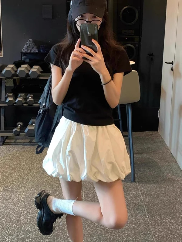 

Summer 2026 plus Size Women's Casual Bunching Short Skirt Pants Korean Style High Waist Loose Fit Versatile Simple Floral Print