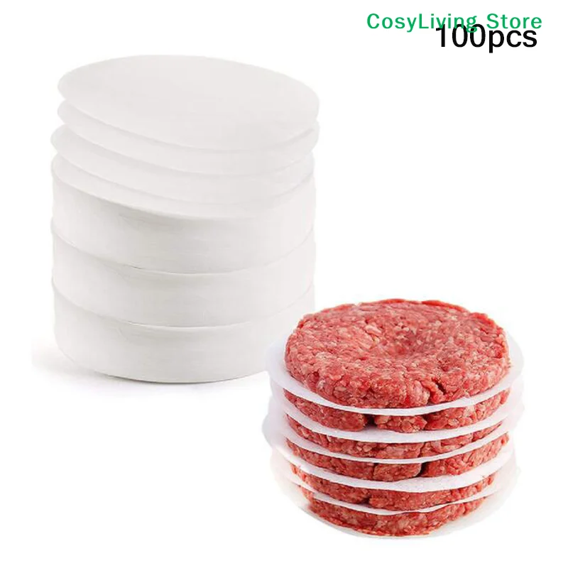 100Pcs 11CM Round Hamburger Pressure Meat Paper Oil Blotting Paper Oven Grill Sheet Patty Separation Paper Kitchen Tools