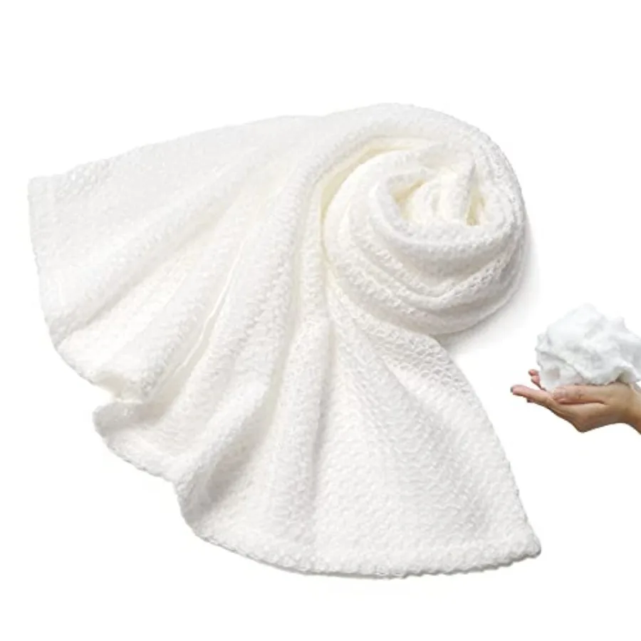 Super Soft Exfoliating Washcloth [Made in Japan] Shower Back Scrubber with Amino Acid Extract Blended as Moisturizing Essence,
