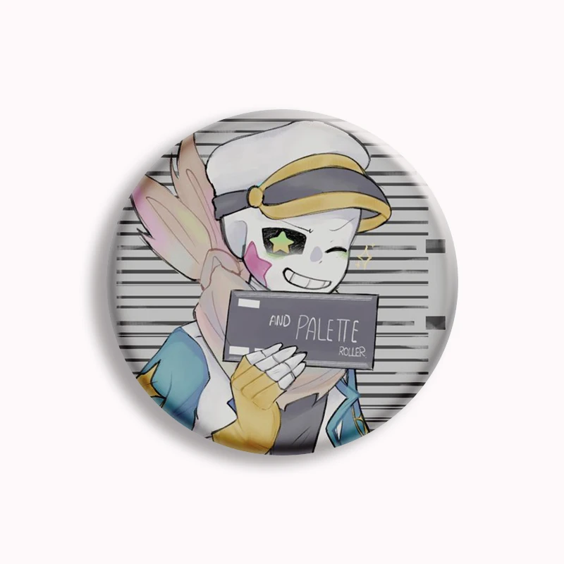 Anime Cosplay Decor Undertale Sans Button Pin Game Undertale Palette Papyrus Asriel Fanart Brooch Badge Fans Collect Gift 58mm