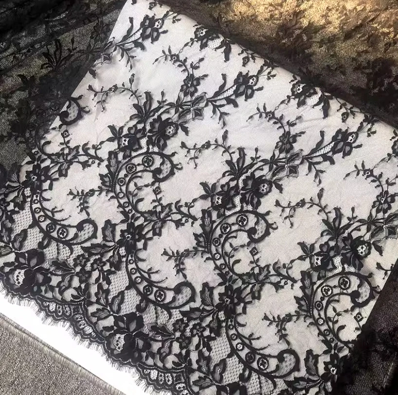 Weiche Wimpern Spitzenstoff, Hochzeitskleid, große Blumen Dekorationszubehör, Weiß, RS24007 – Detail 7