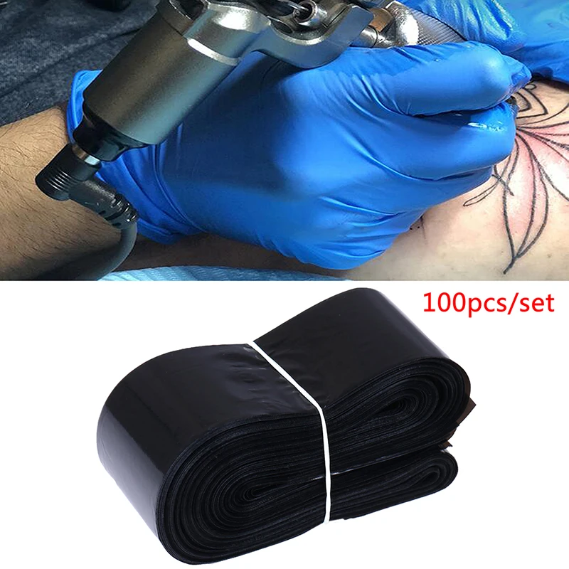 100Pcs 검은 일회용 문신 기계 클립 코드 후크 슬리브 가방 위생 커버