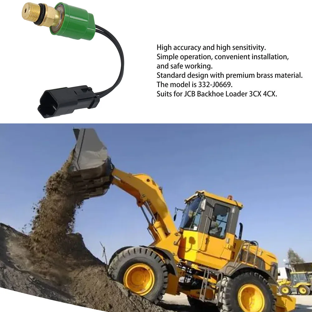 332-J0669 for excavator Pressure Switch with Brass Housing for JCB for 4cx Loaders Green 5 1 1cm 2-Pin Reliable Operation