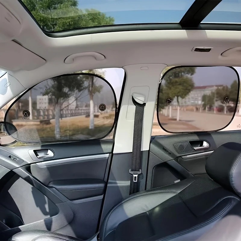Car Black Mesh Screen Foldable Car Side Window Sunshade Summer Sun Protection Sunshade Panel Universal For Car Front Rear Window