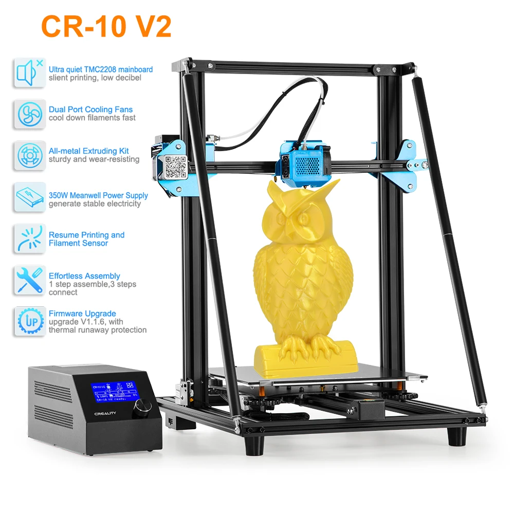 

Creality CR-10 V2 3d printer upgrade CR-10S with resume printing, filament detect, MeanWell power, all metal extruder