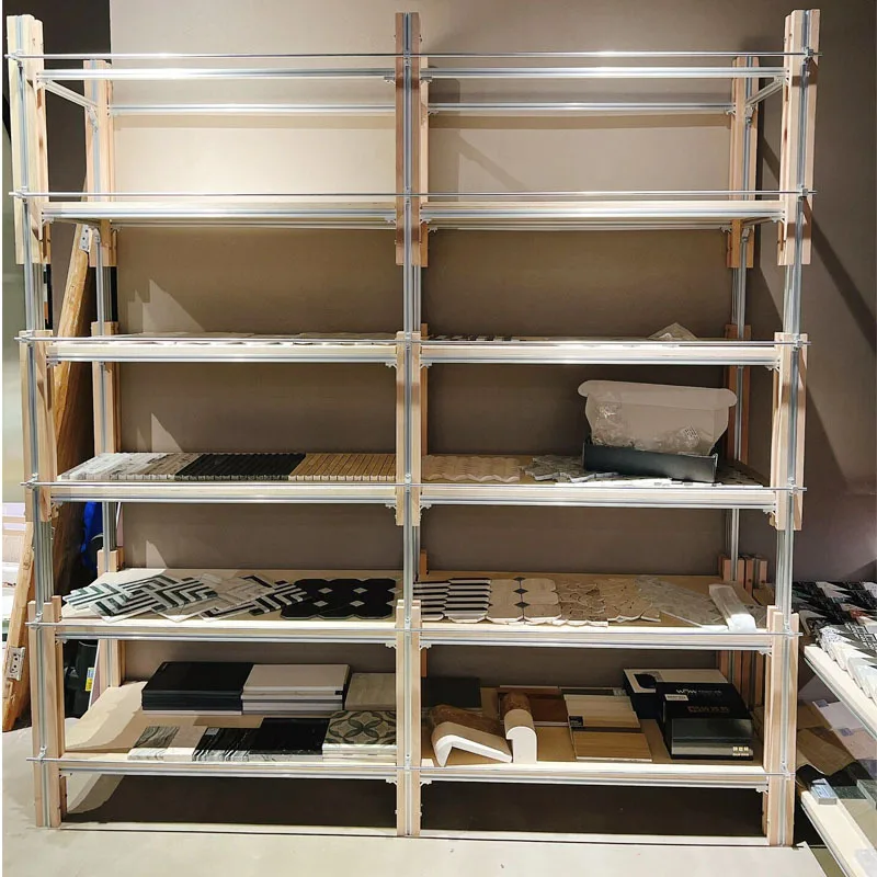 أرفف متعددة الطبقات من الخشب الصلب، وأقسام مكتبية، وأرفف عرض بسيطة إسكندنافية، وأرفف كتب لغرفة المعيشة #1