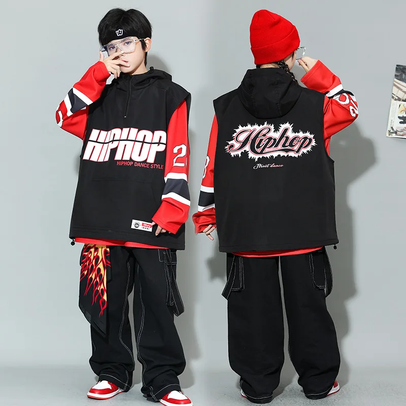 Korean Children Hip-hop Costumes, Boys Performance Costume, Skateboarding Rehearsal Costume, Cheerleading Suits