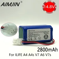 14.8V 2800mAh 18650 Lithium Battery For ILIFE A4 A4s V7 A6 V7s Plus Robot Vacuum Cleaner ILife 4S1P 14.8V with SM 2-wire Plug