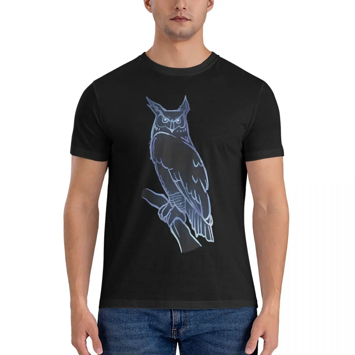 Owl Constellation Men T Shirts Grim Dawn Vintage Tees Short Sleeve O Neck T-Shirt 100% Cotton Birthday Gift Clothing