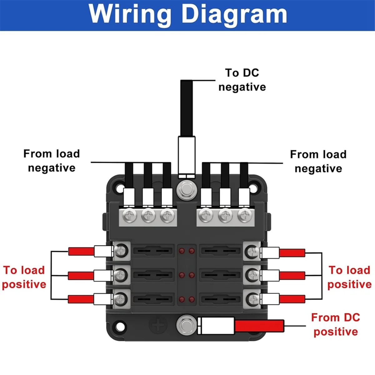 A83Z 6 Way Fuse Block Box 12V/24V DC, ATC/ATO Fuse Panel with LED Indicator for Marine Boat Automotive Motorcycle