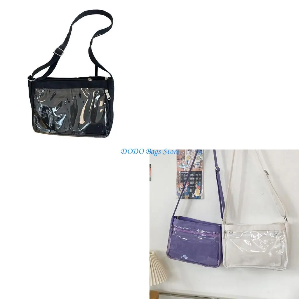 

Clear Shoulder Handbag Itabag Canvas Crossbody Bag for Women Anime Pin Display