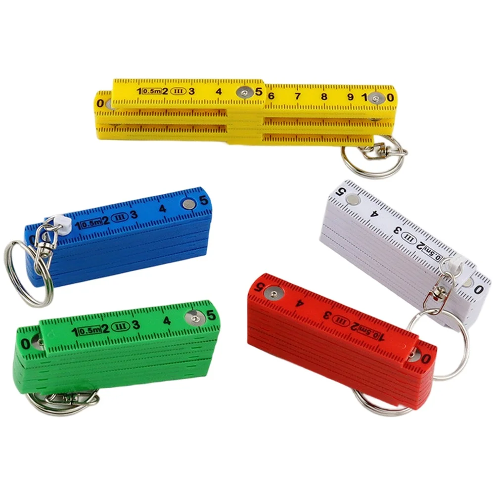 1PCS Portable Keychain Foldable Ruler 0.5m 10 Fold Plastic Ruler Scale Craft Gifts Folding Ruler Measuring Tool