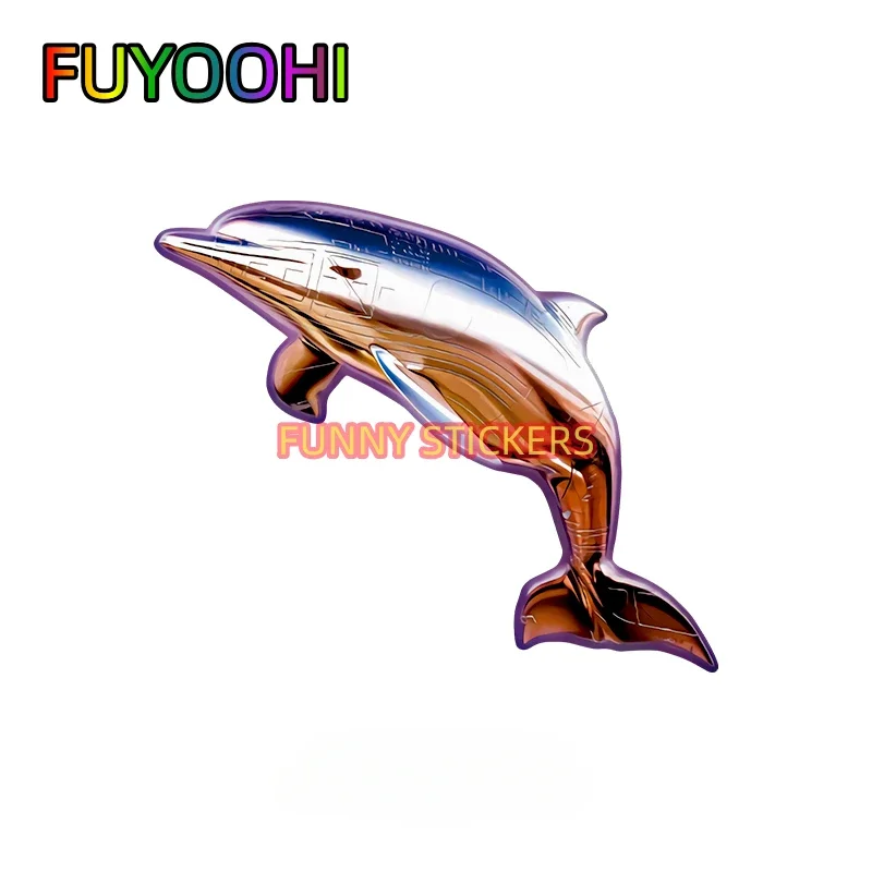 FUYOOHI Car Body Decoration Stickers with Scratches Blocking Little Dolphin Cute Cartoon Decals for Electric Vehicle Modifi