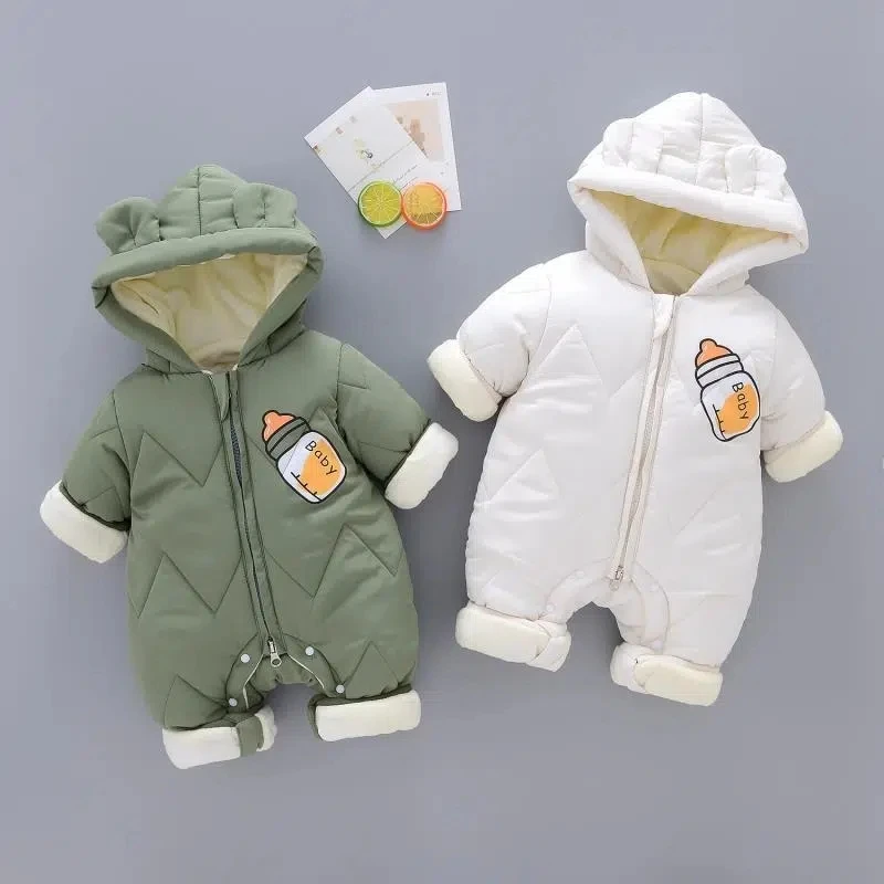 Newborn Baby Romper Cotton-padded Clothes Winter Boys and Girls Outing Jumpsuit Toddler Thickened Cotton-padded Coat